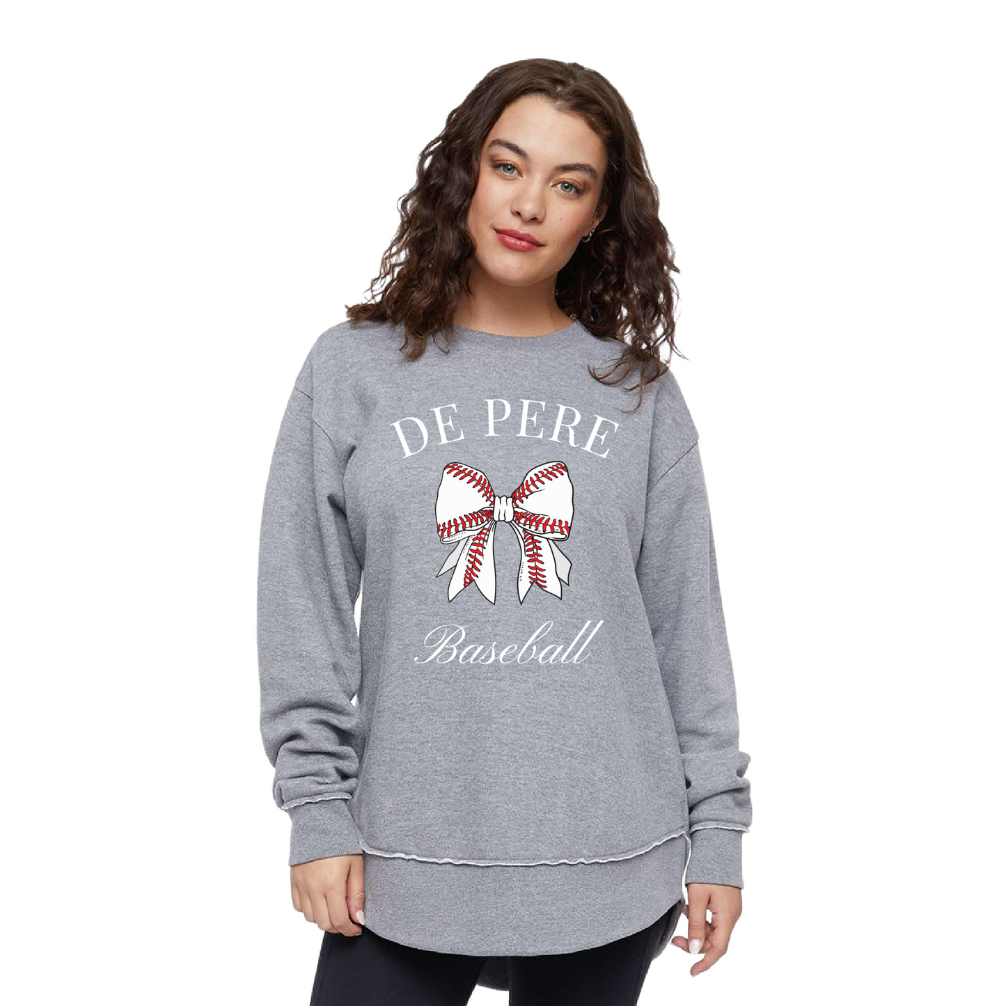 De Pere Baseball Coquette Weekend Sweatshirt – Heather Gray