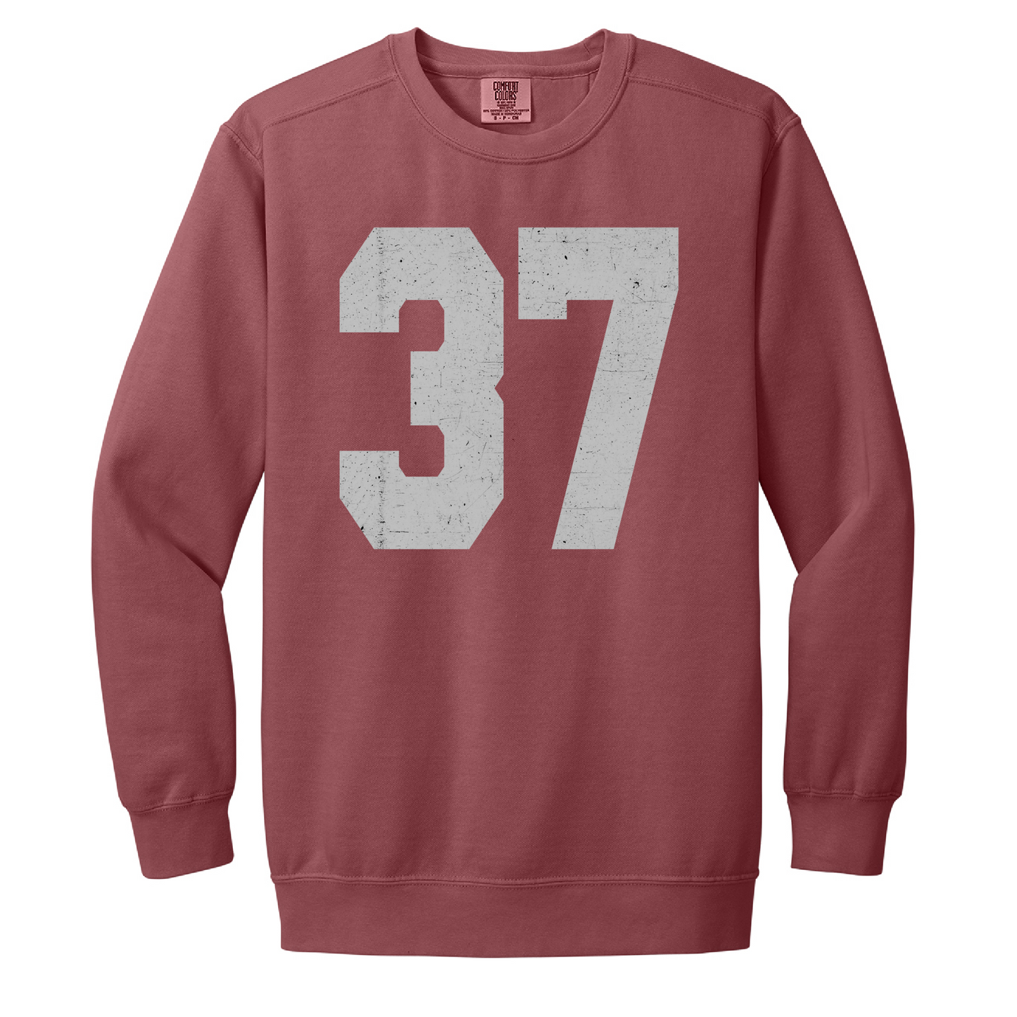 Custom Varsity Number Crewneck Sweatshirt – Crimson Pigment Dyed Unisex