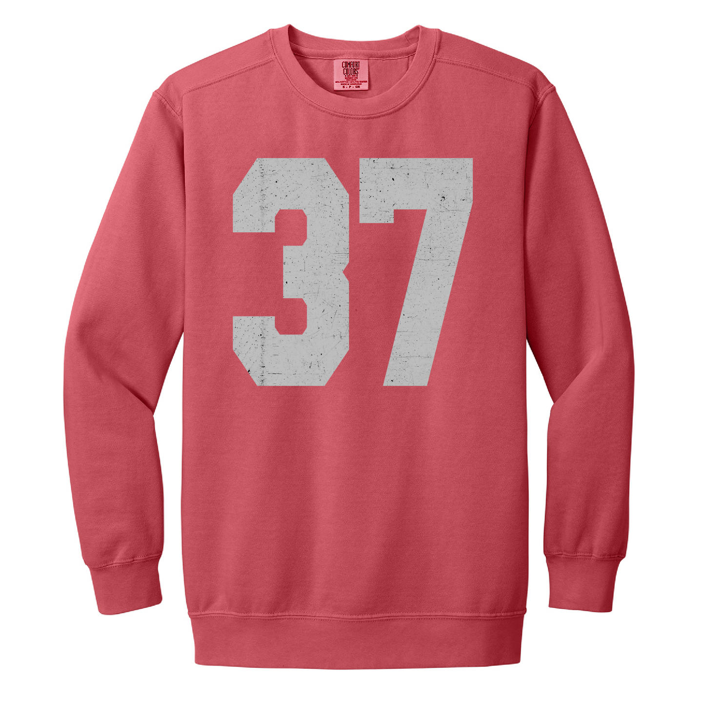 Custom Varsity Number Crewneck Sweatshirt – Crimson Pigment Dyed Unisex