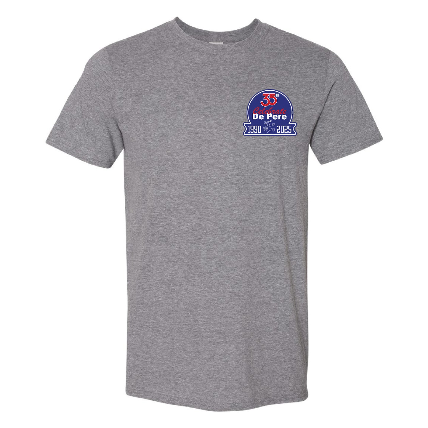 Celebrate De Pere 35th Anniversary Unisex T-Shirt – Heather Gray or Stone Blue