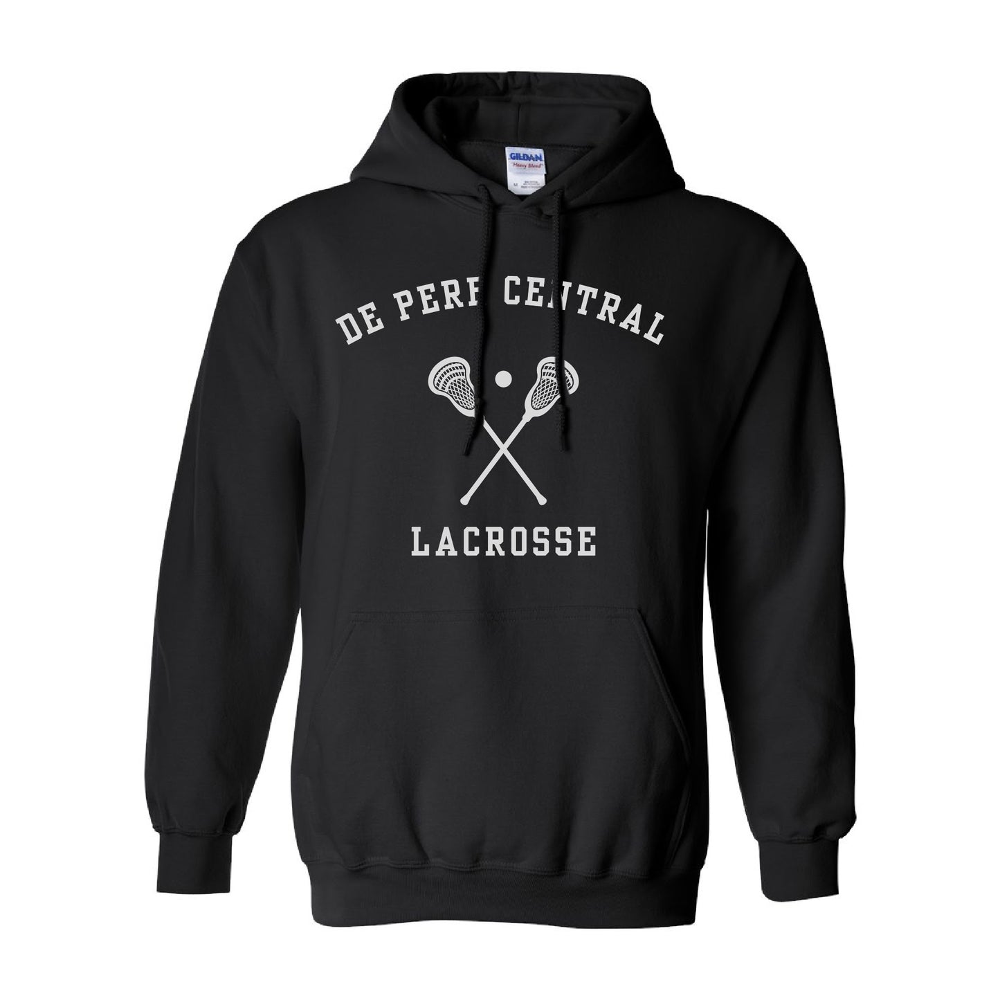 De Pere Central Lacrosse - Black Hoodie Sweatshirt - Ghostbirds Collegiate