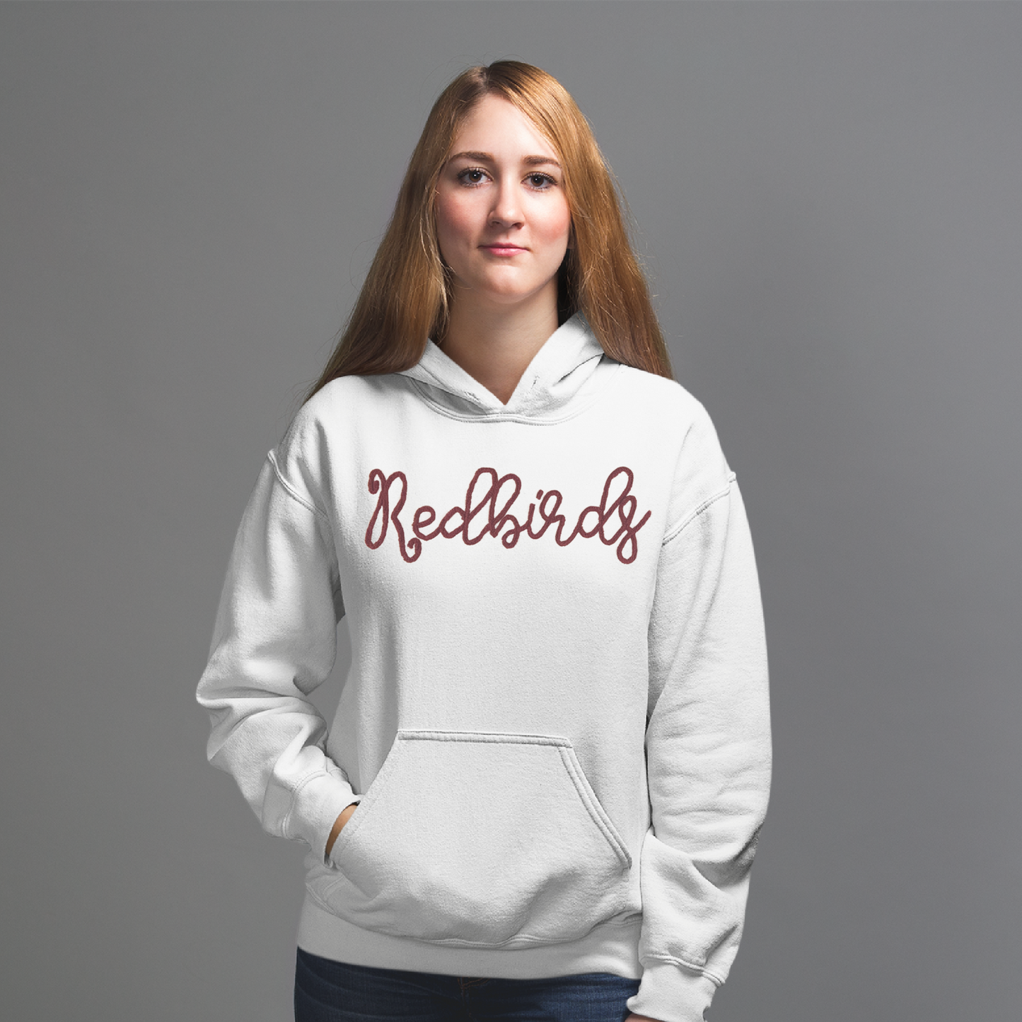 Custom Team Hoodie - De Pere Redbirds- Chenille Embroidery