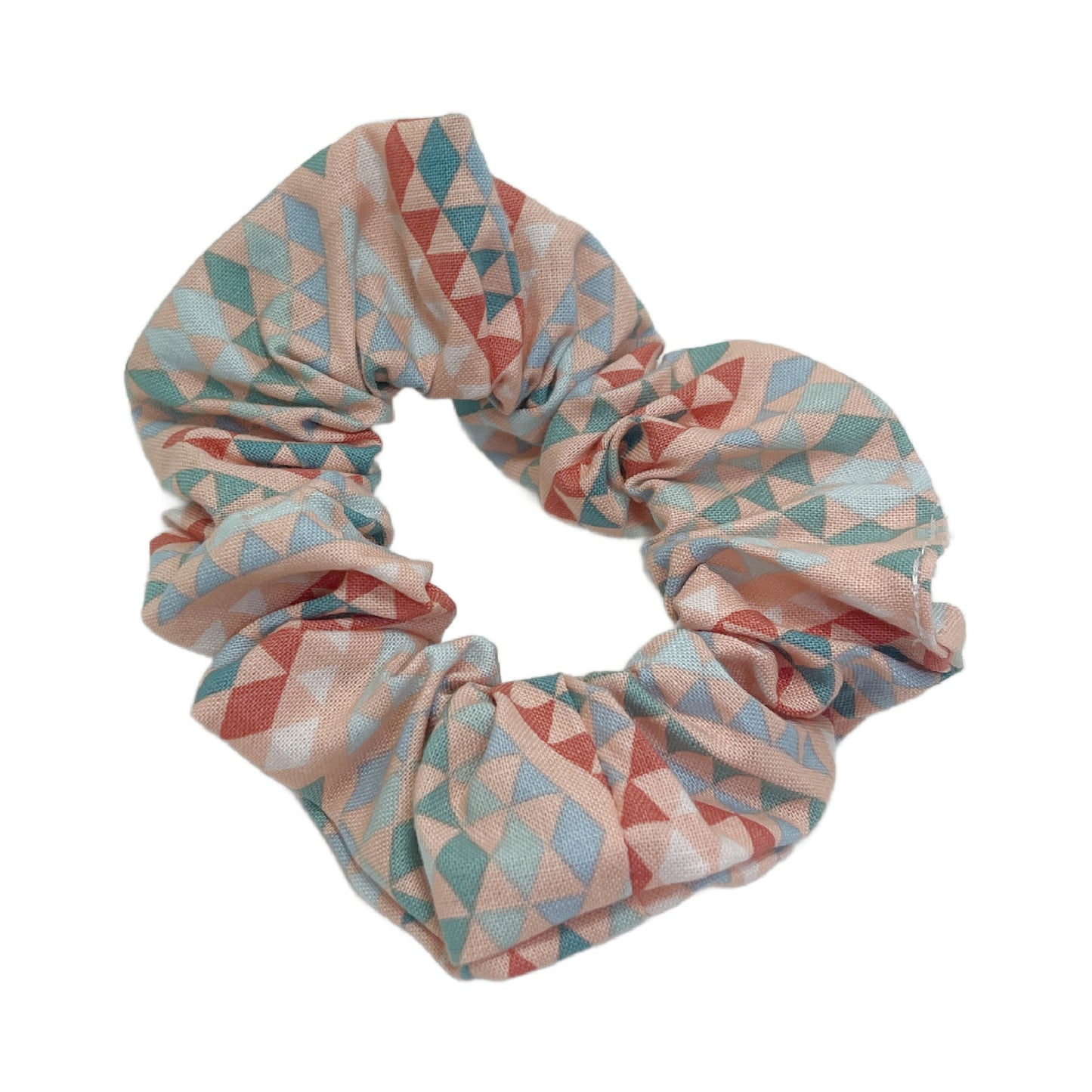 Hair Scrunchie | Coral & Blue Graphic