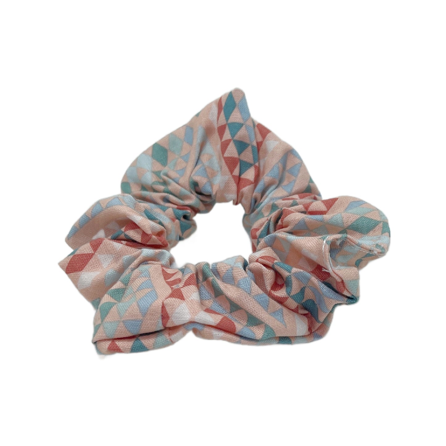 Hair Scrunchie | Coral & Blue Graphic