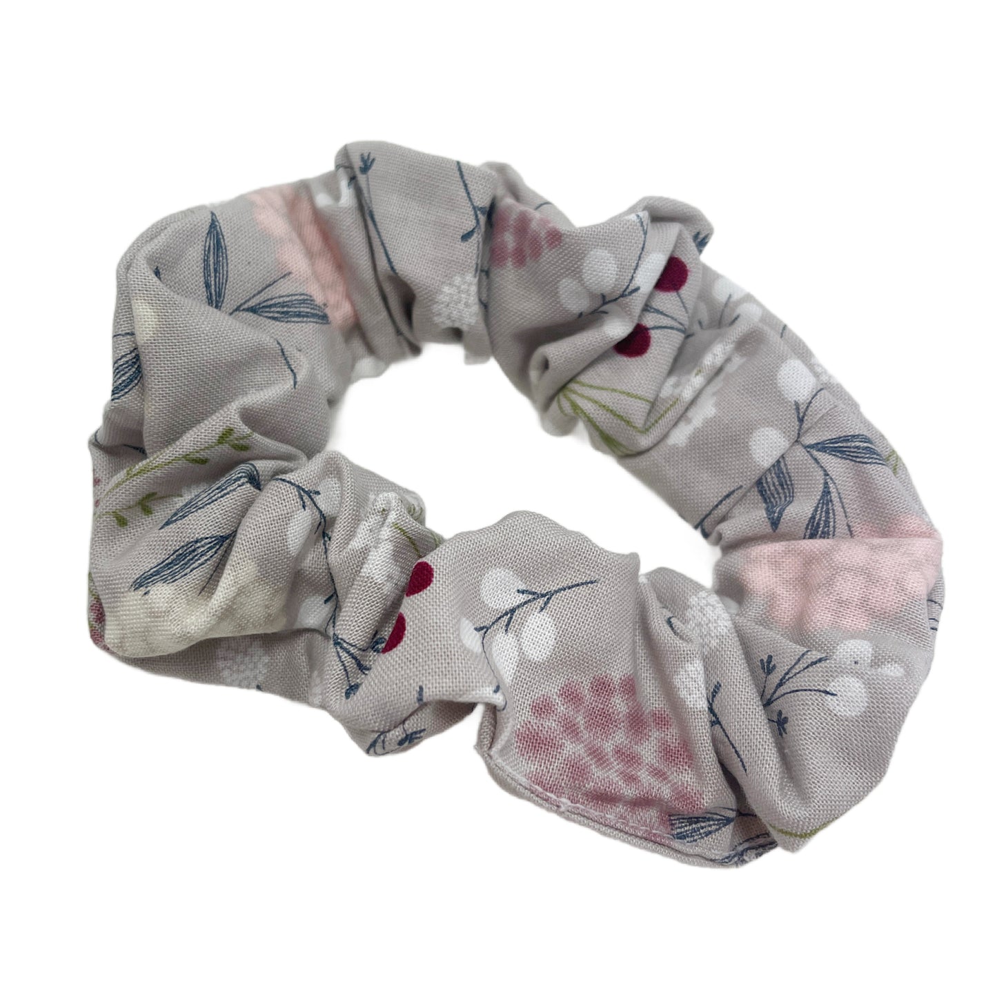 Hair Scrunchie | Gray, Pink & White floral