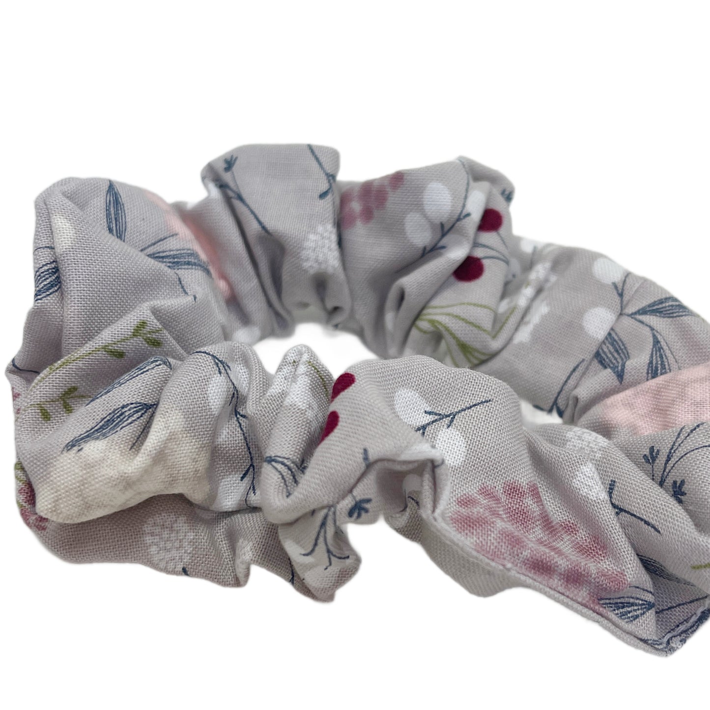 Hair Scrunchie | Gray, Pink & White floral