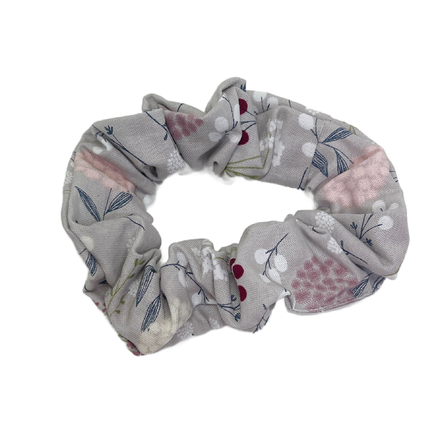 Hair Scrunchie | Gray, Pink & White floral