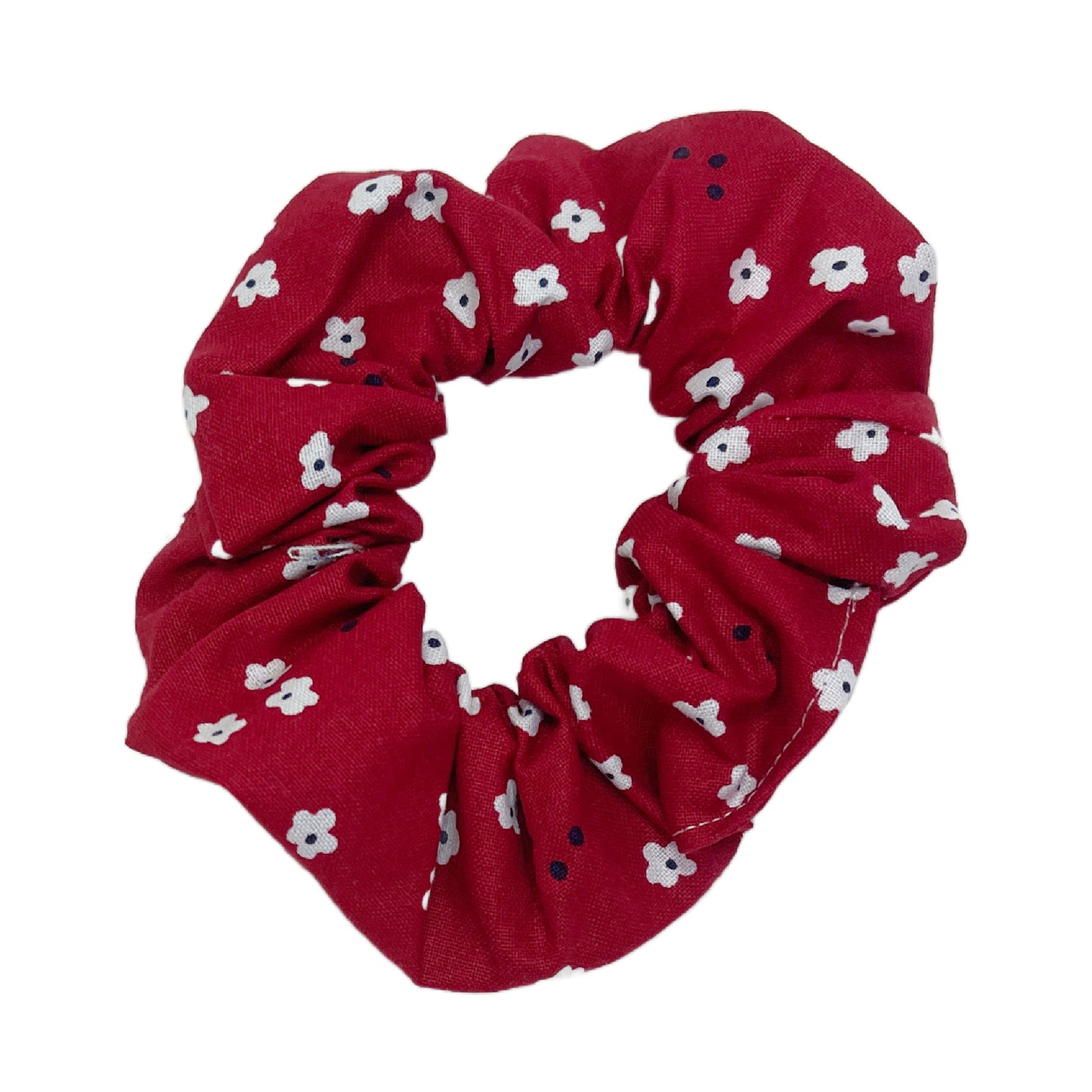 Hair Scrunchie | Red with White Petite Floral