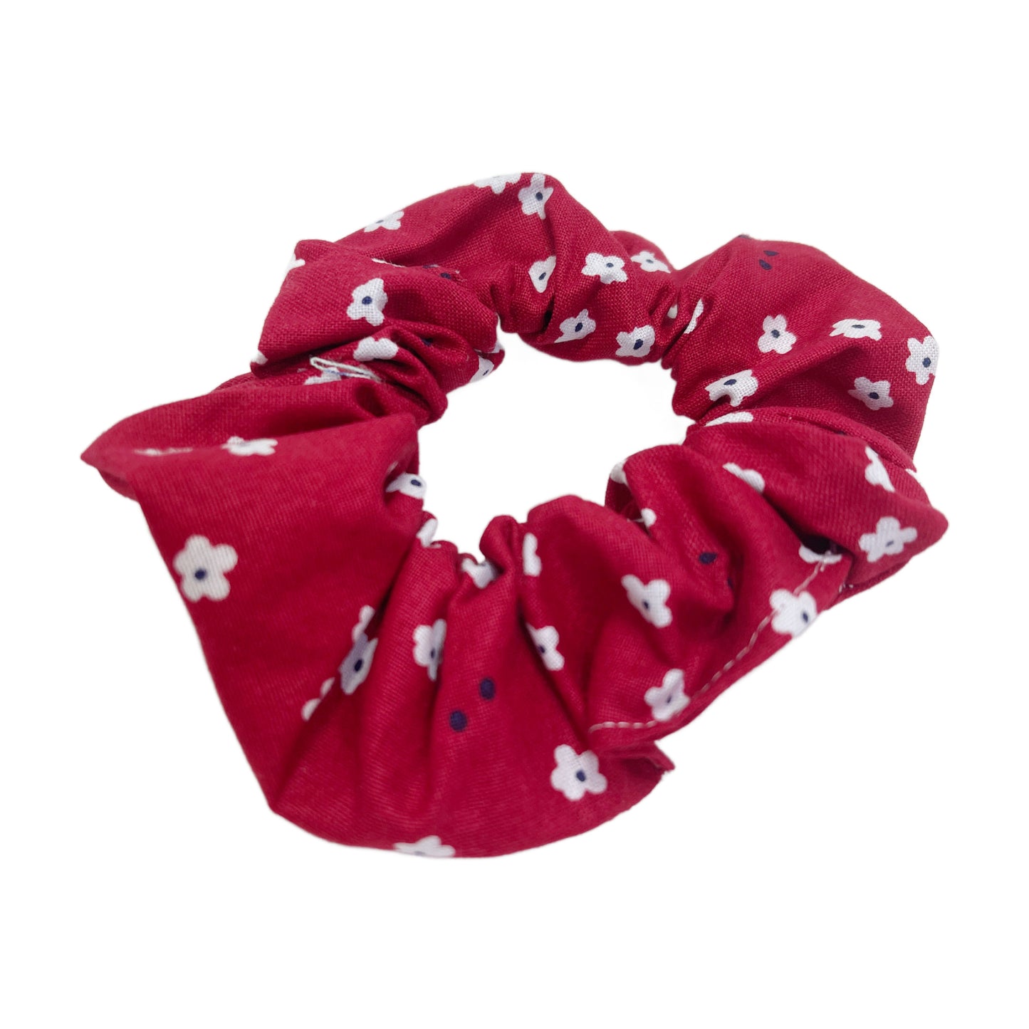 Hair Scrunchie | Red with White Petite Floral