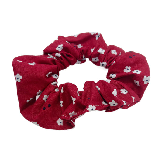 Hair Scrunchie | Red with White Petite Floral