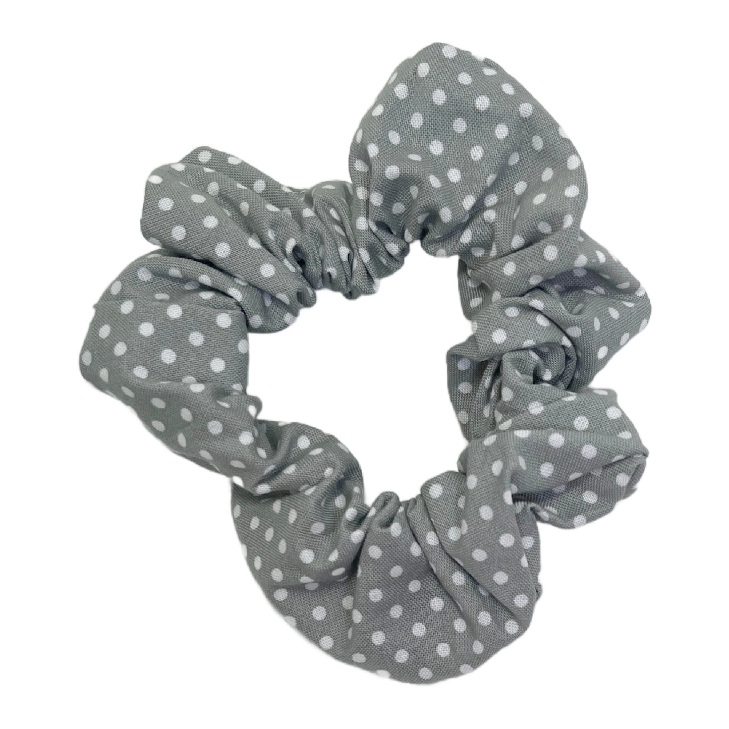 Hair Scrunchie | Gray & White Polka Dot