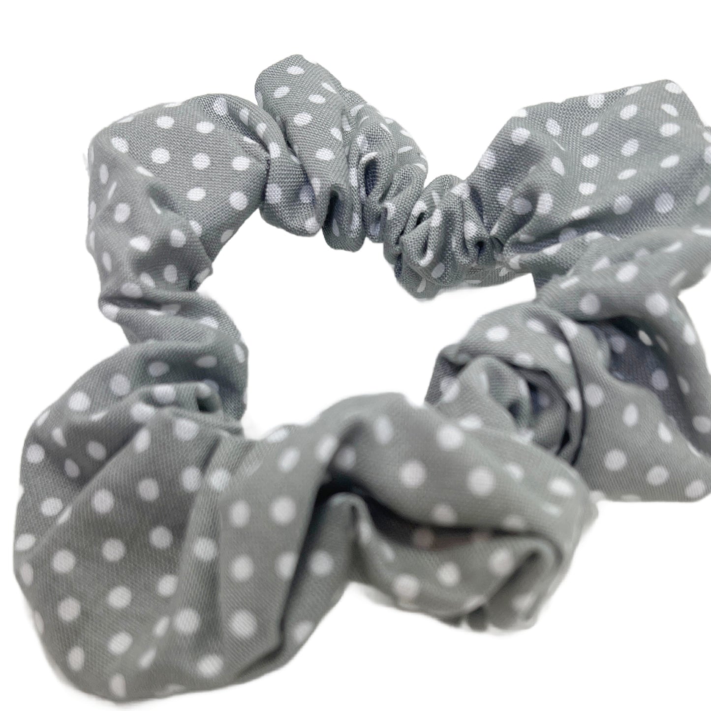 Hair Scrunchie | Gray & White Polka Dot