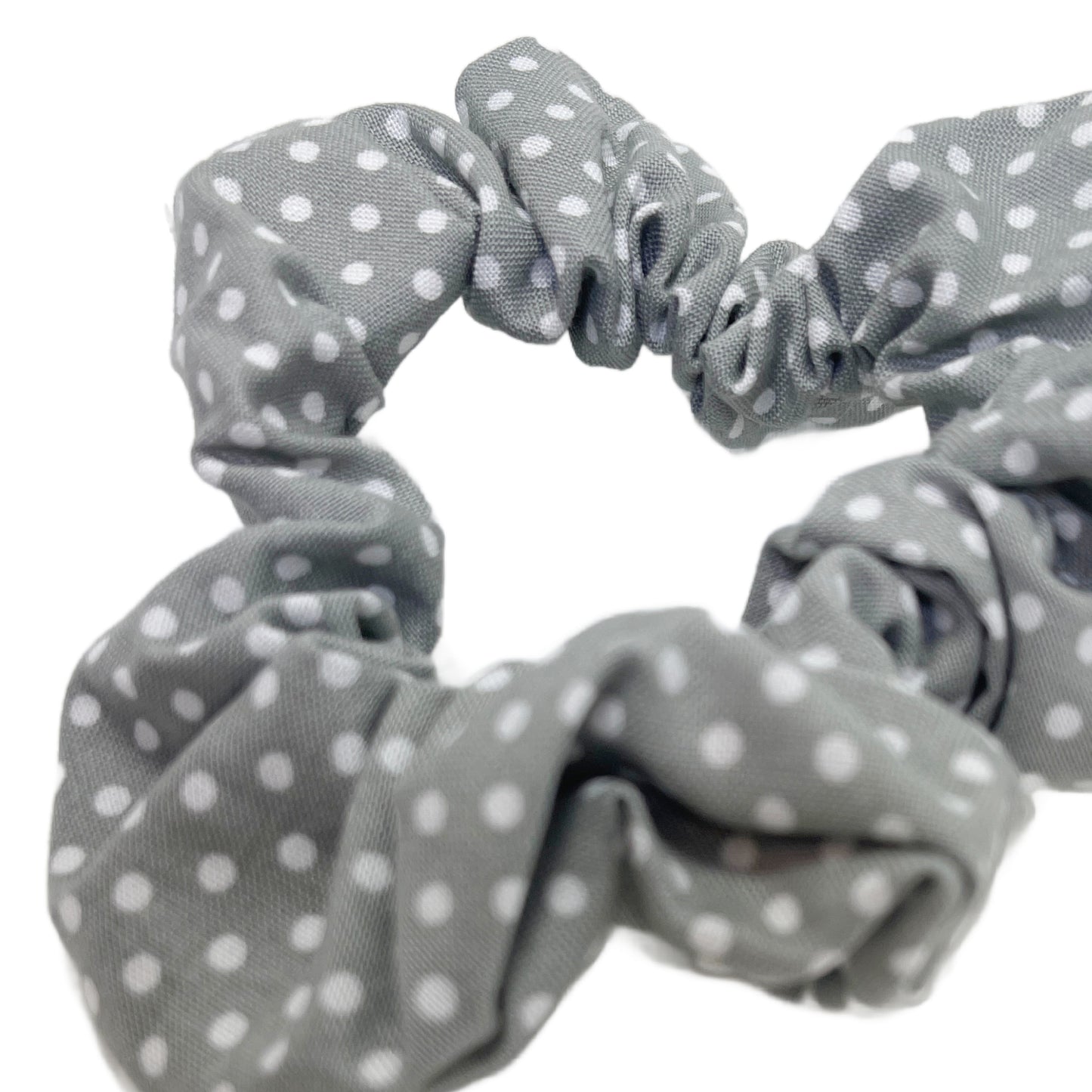 Hair Scrunchie | Gray & White Polka Dot