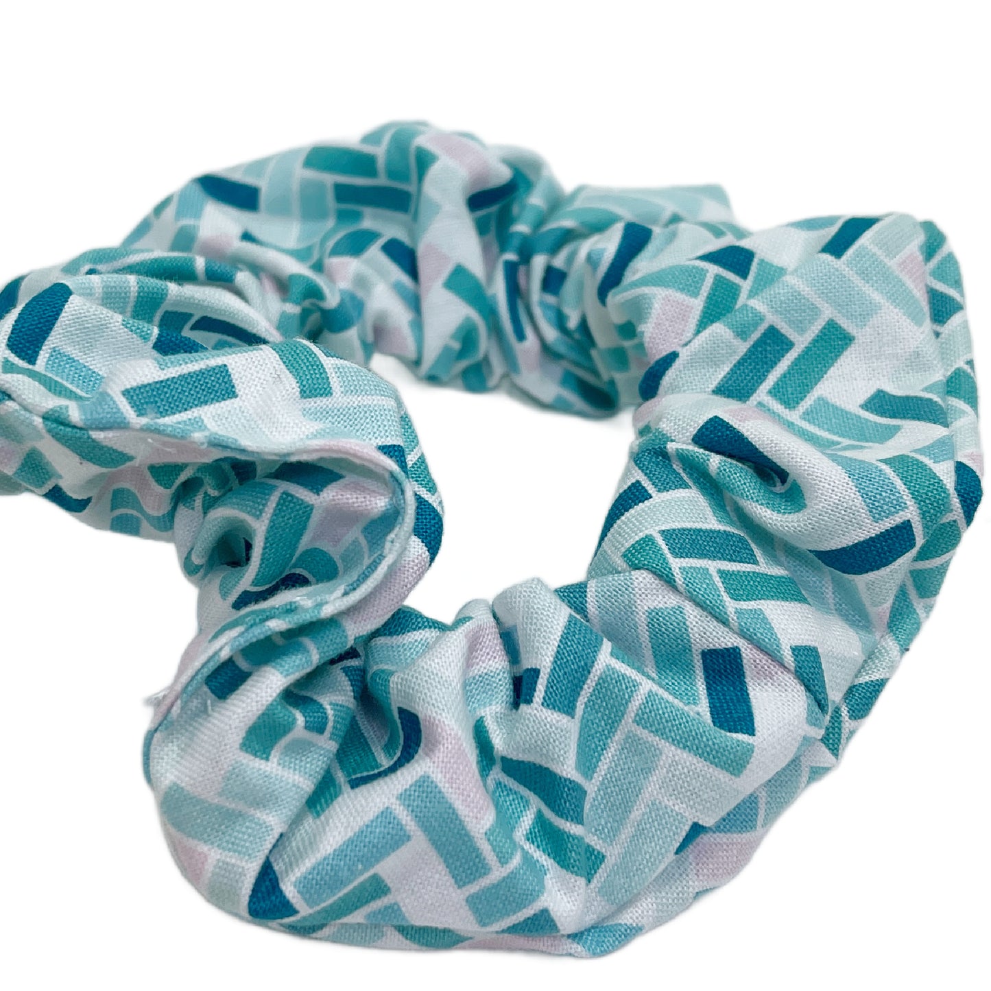 Hair Scrunchie | Blue & Pink Mosaic Print