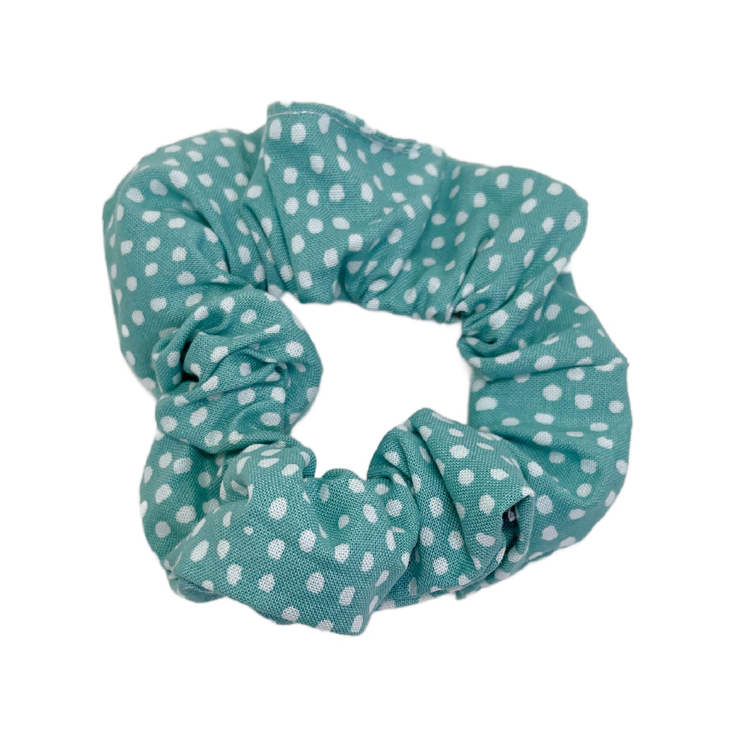 Hair Scrunchie | Light Blue & White Polka Dot