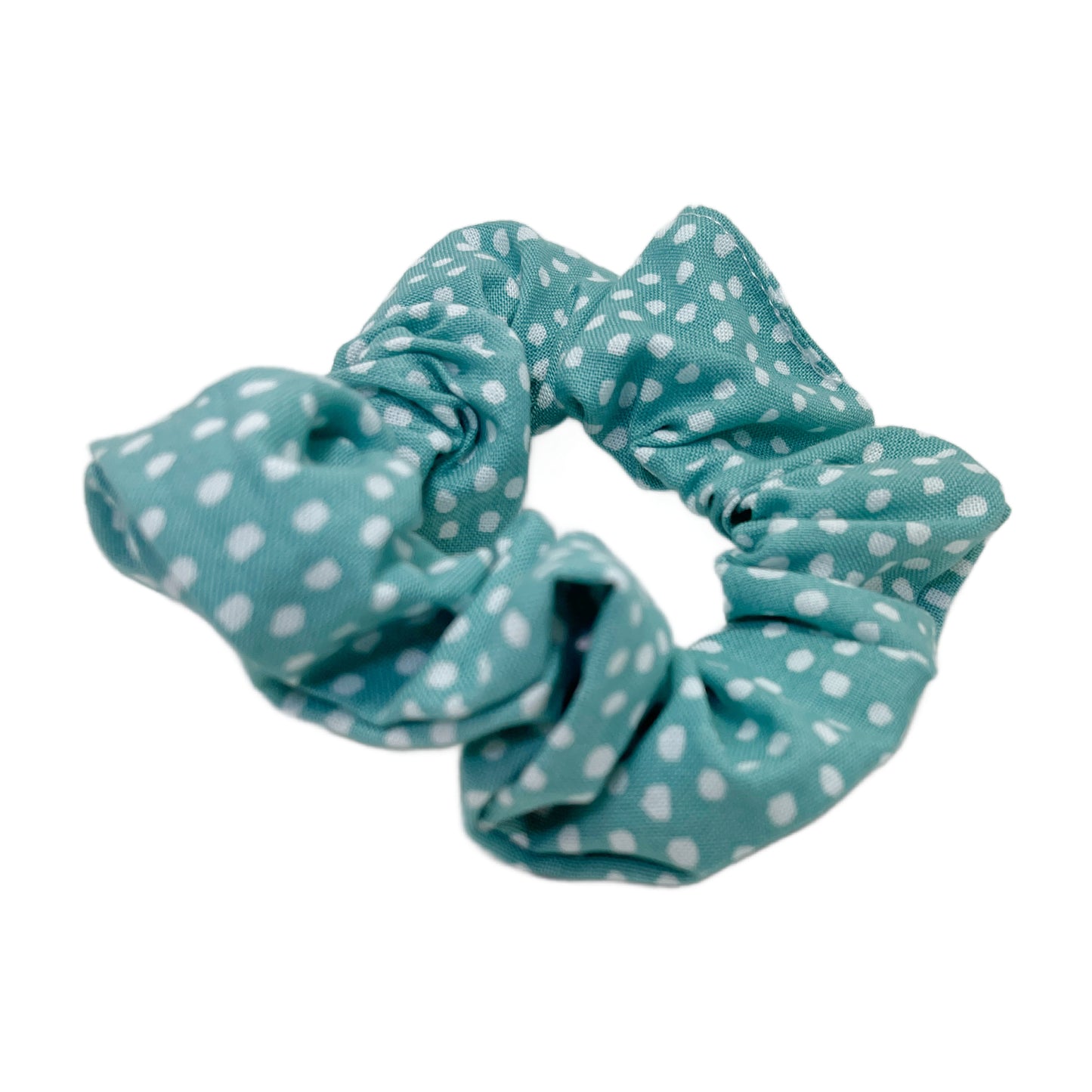 Hair Scrunchie | Light Blue & White Polka Dot
