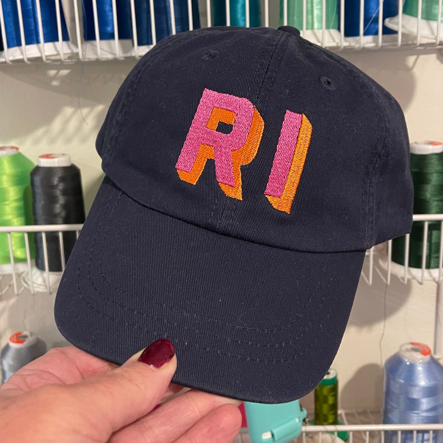 Customizable Black Dad Hat with Red and White Lettering
