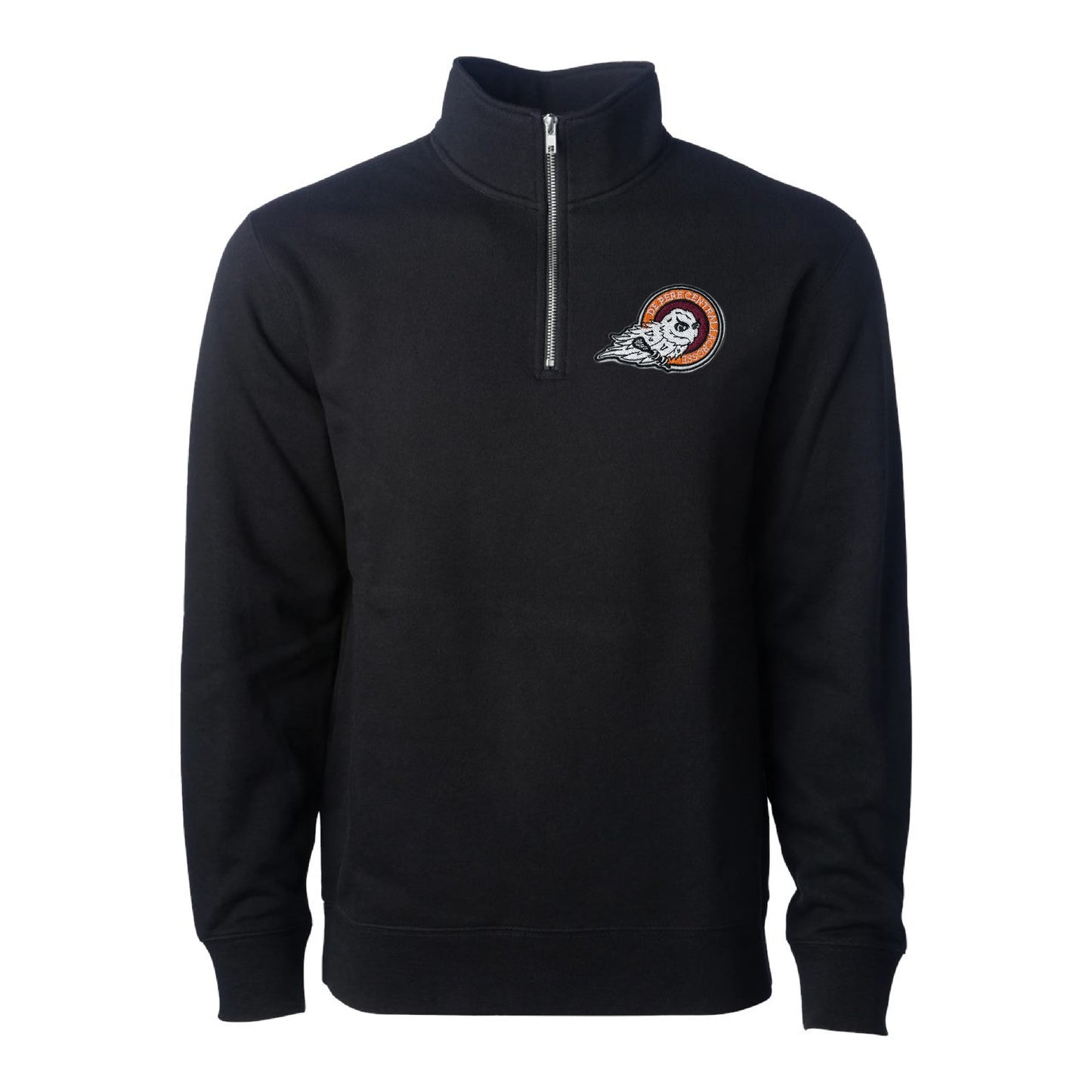 De Pere Central Lacrosse - Black Quarterzip - Ghostbirds Embroidered
