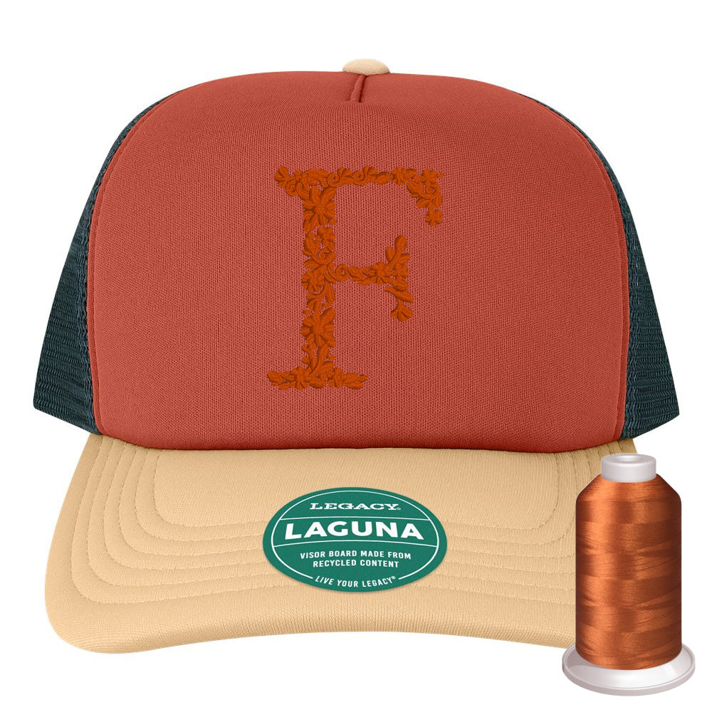 Floral Initial Foam Trucker Hat – Custom Embroidered in Monochrome