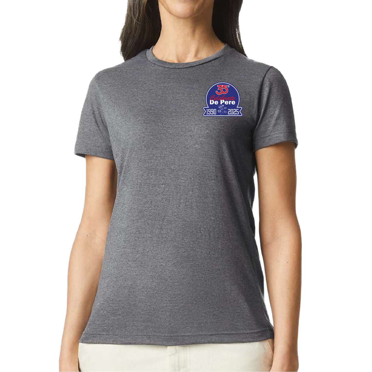 Celebrate De Pere 35th Anniversary Ladies T-Shirt – Heather Gray or Light Blue