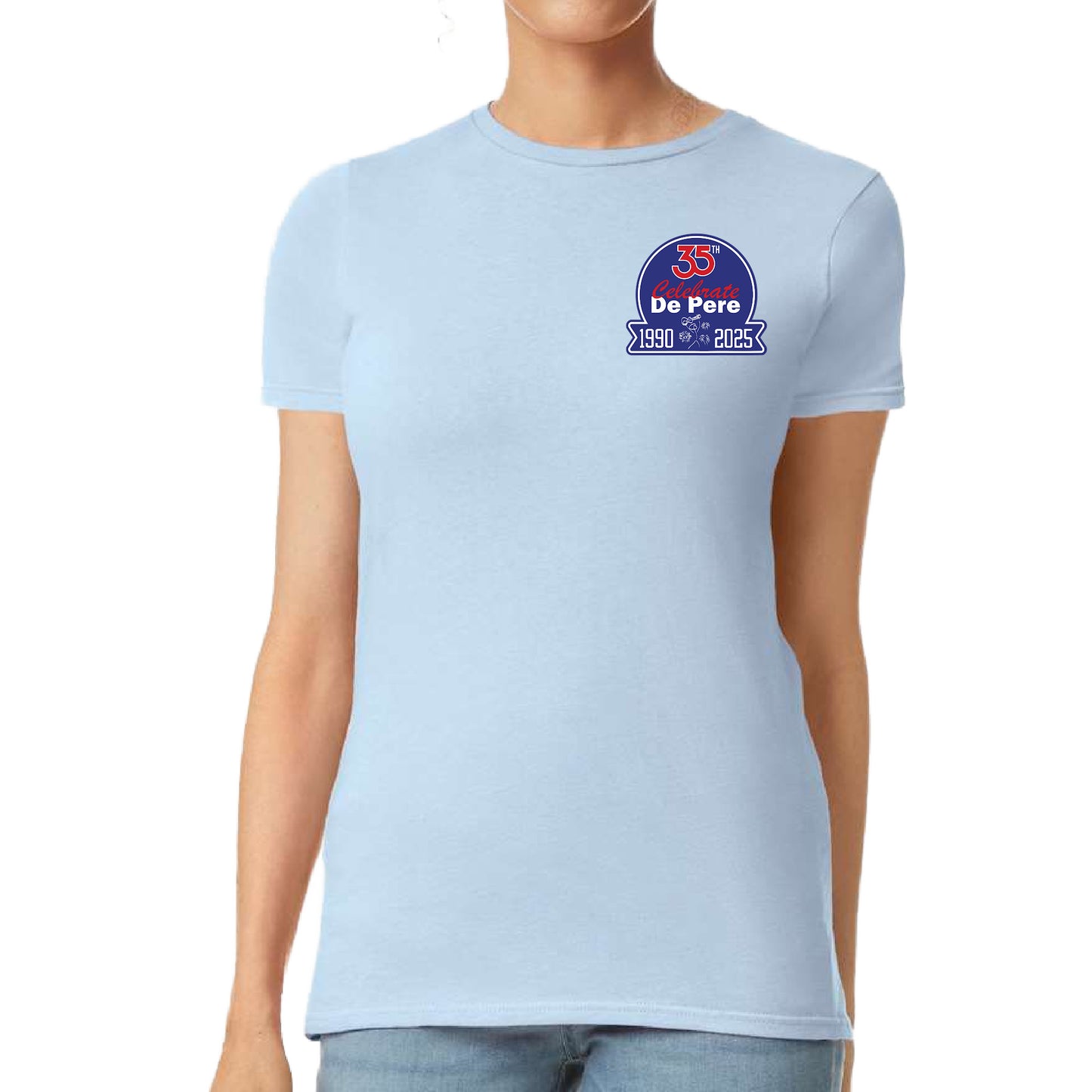 Celebrate De Pere 35th Anniversary Ladies T-Shirt – Heather Gray or Light Blue