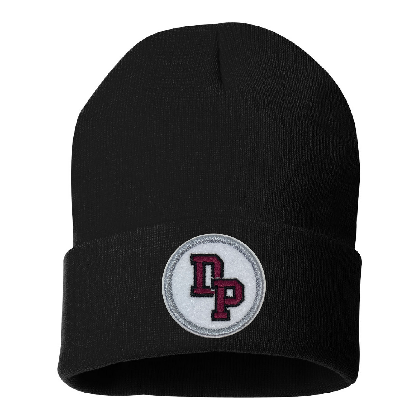 De Pere Cuffed Beanie - Black with Interlocking DP Patch