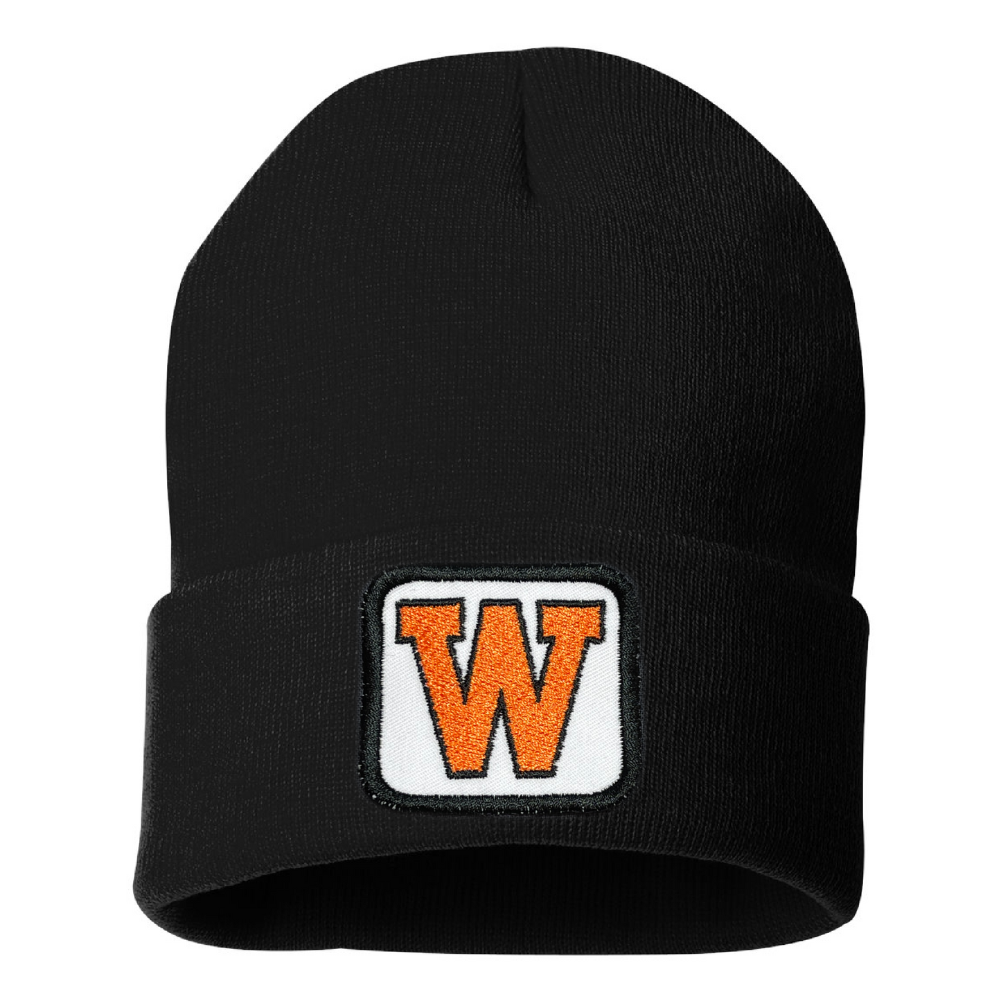 West De Pere Cuffed Beanie - Black with West De Pere Square Patch