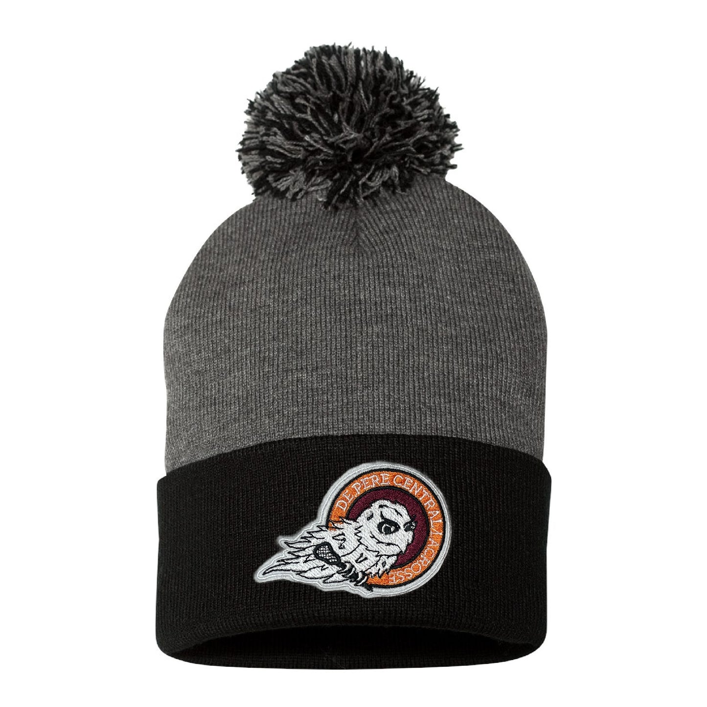 De Pere Central Lacrosse Ghostbirds Beanie - Gray Winter Pom Hat