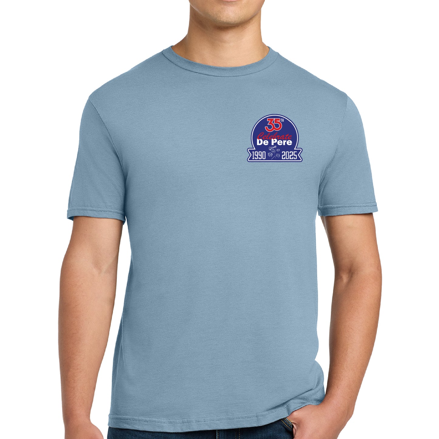 Celebrate De Pere 35th Anniversary Unisex T-Shirt – Heather Gray or Stone Blue