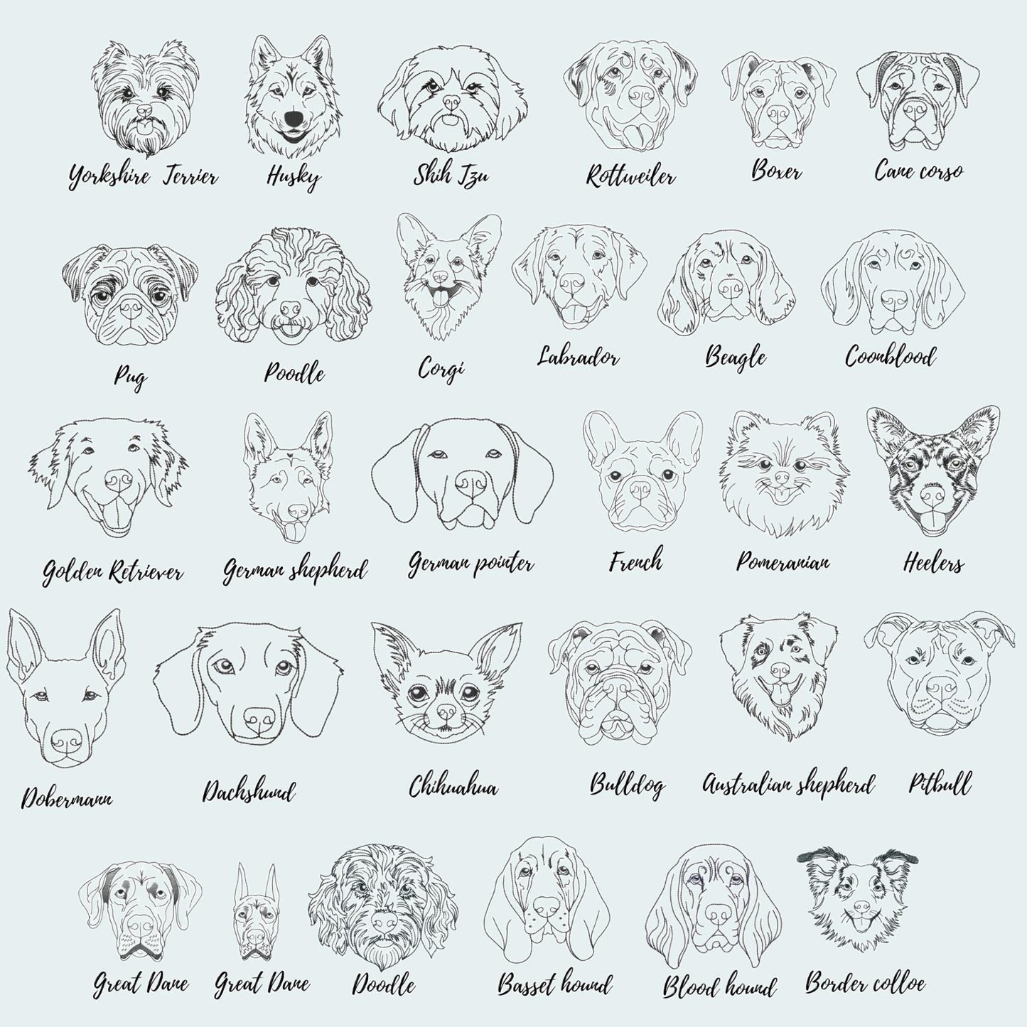 Personalized Dog Face Patch – Embroidered Felt Iron-On - Add On Name