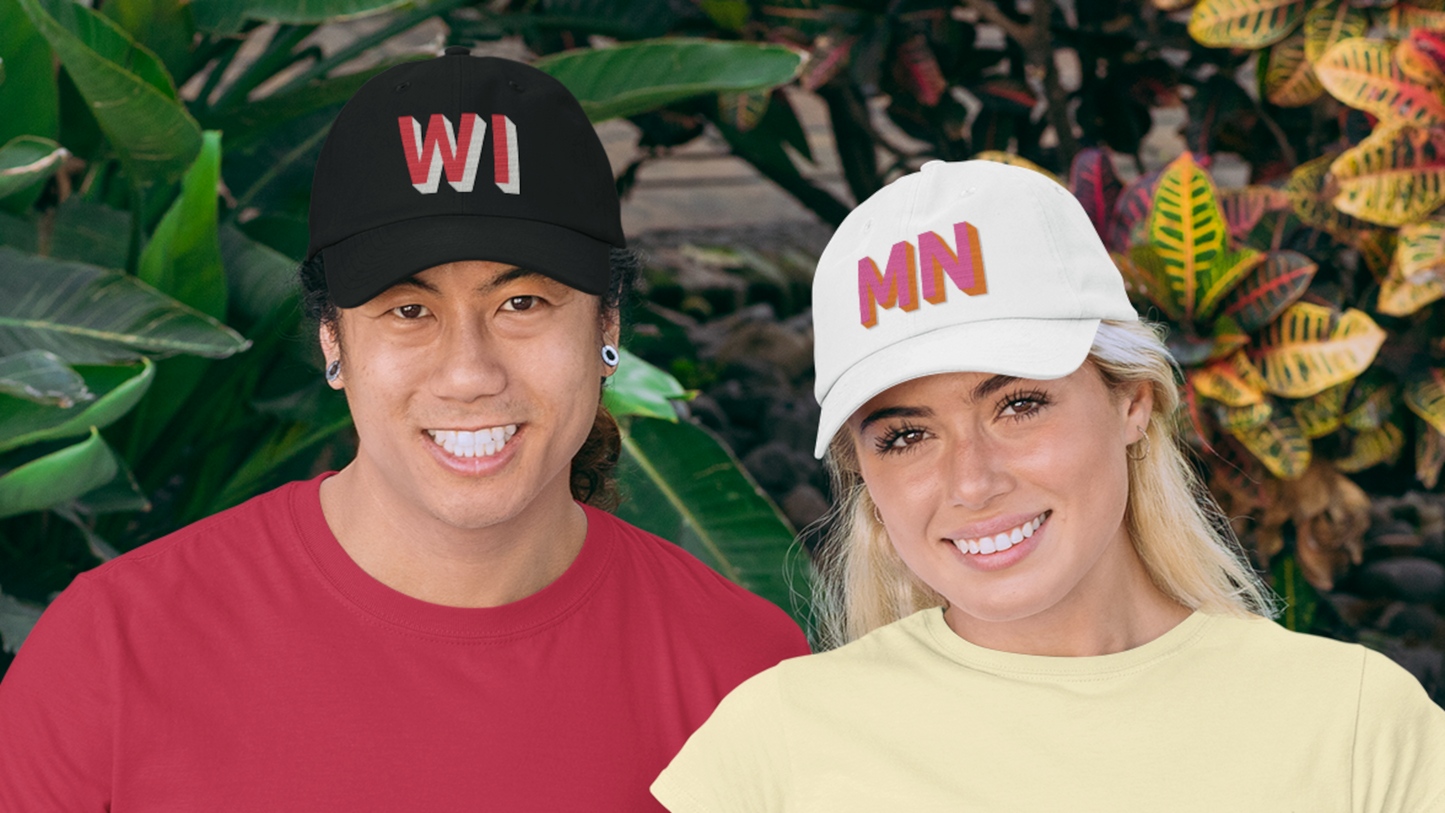 Customizable Black Dad Hat with Red and White Lettering