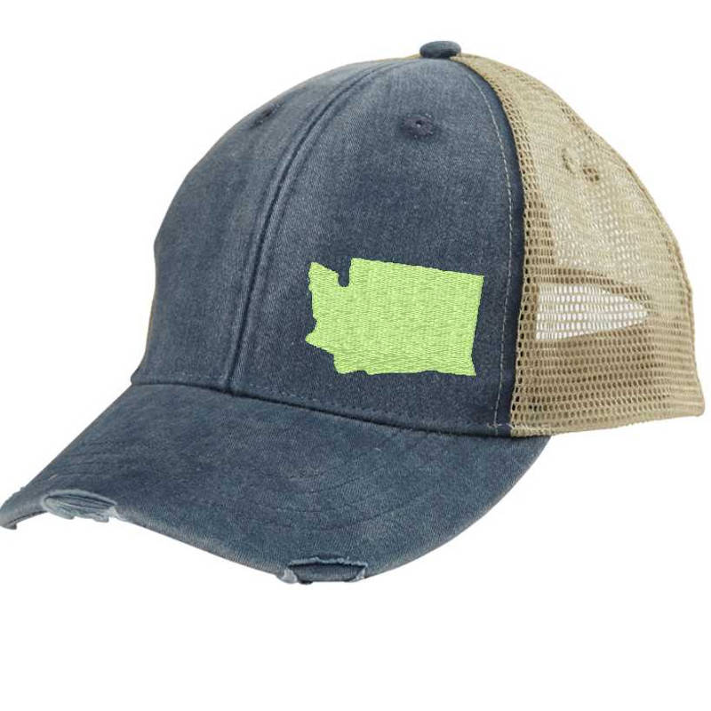 Washington Hat | Distressed Snapback Trucker | state cap | many color choices