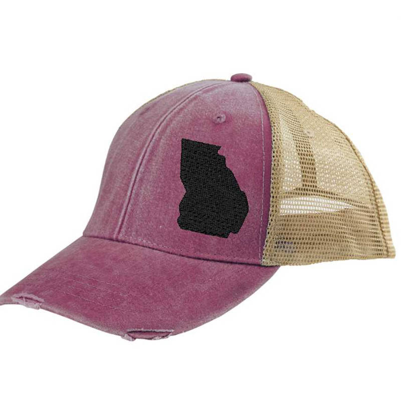 Georgia Hat | Distressed Snapback Trucker | state cap | many color choices