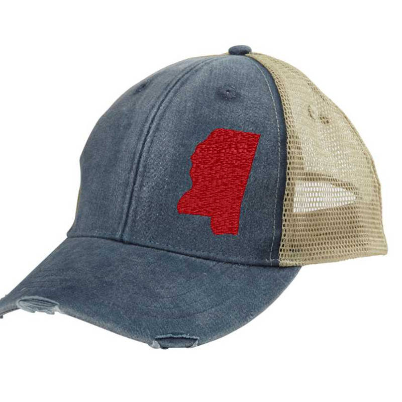 Mississippi Hat | Distressed Snapback Trucker | state cap | many color choices