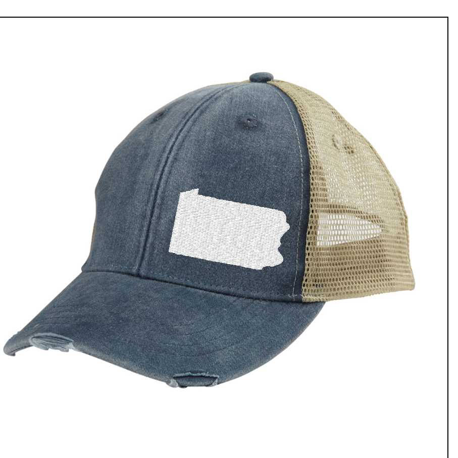 Pennsylvania Hat | Distressed Snapback Trucker | state cap | many color choices