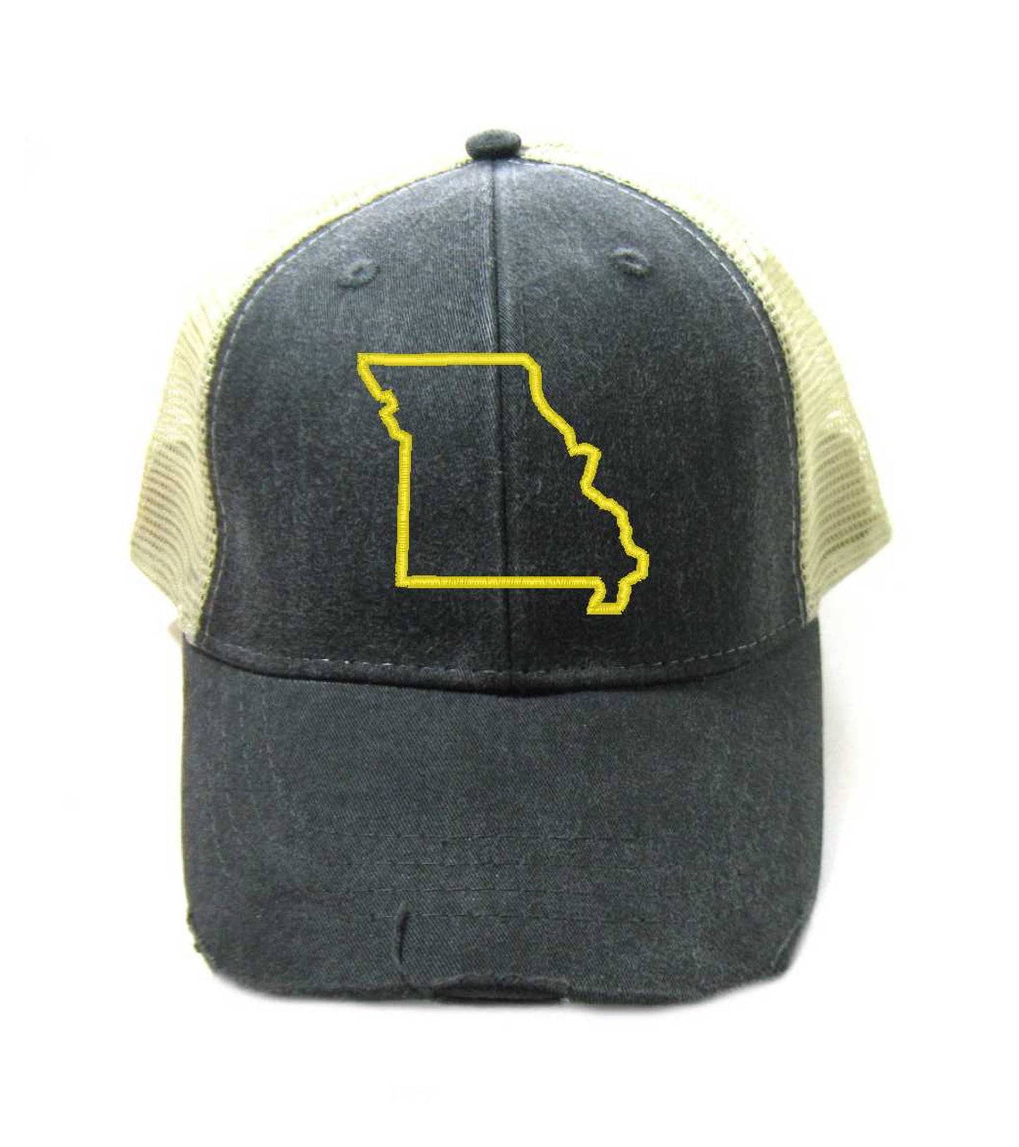 Missouri Hat - Distressed Snapback Trucker Hat - Missouri State Outline - Many Colors Available