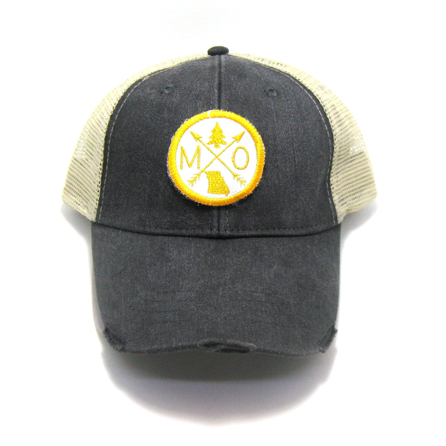 Missouri Hat - Distressed Snapback Trucker Hat - Missouri Arrow Compass