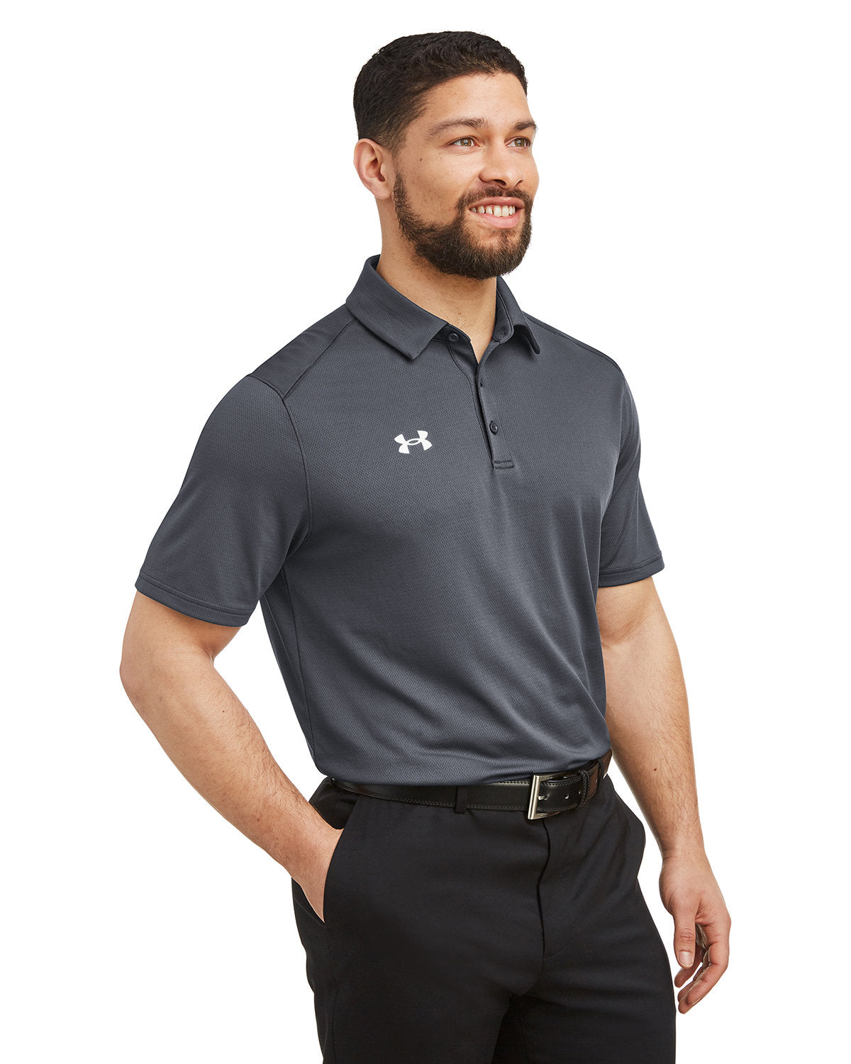 De Pere Central Lacrosse - Charcoal Gray Men's Tech Polo - Embroidered Ghostbirds Logo