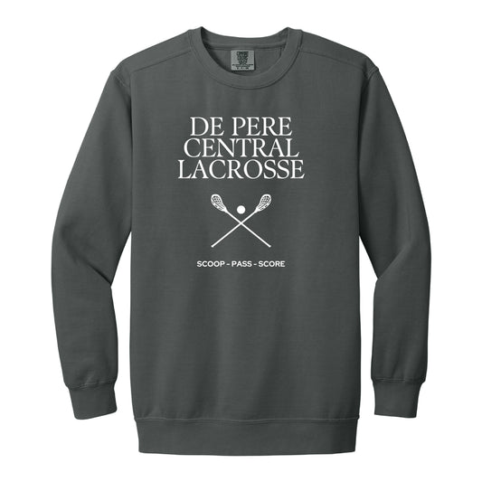 Comfort Colors “Scoop, Pass, Score” Ghostbirds Crewneck Sweatshirt | Lacrosse Spiritwear
