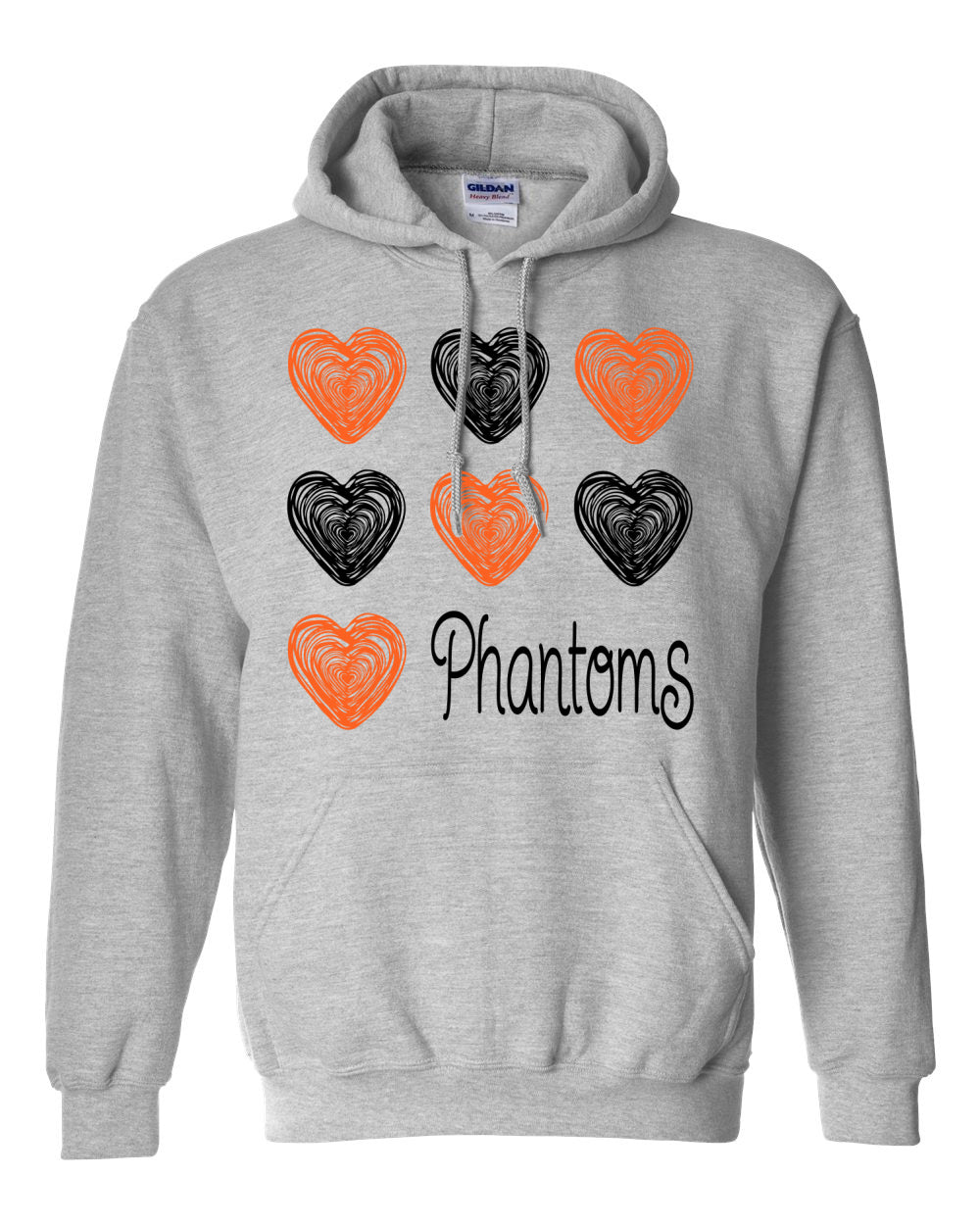 West De Pere Phantoms Merch - Hoodie Sweatshirt - Doodle Hearts
