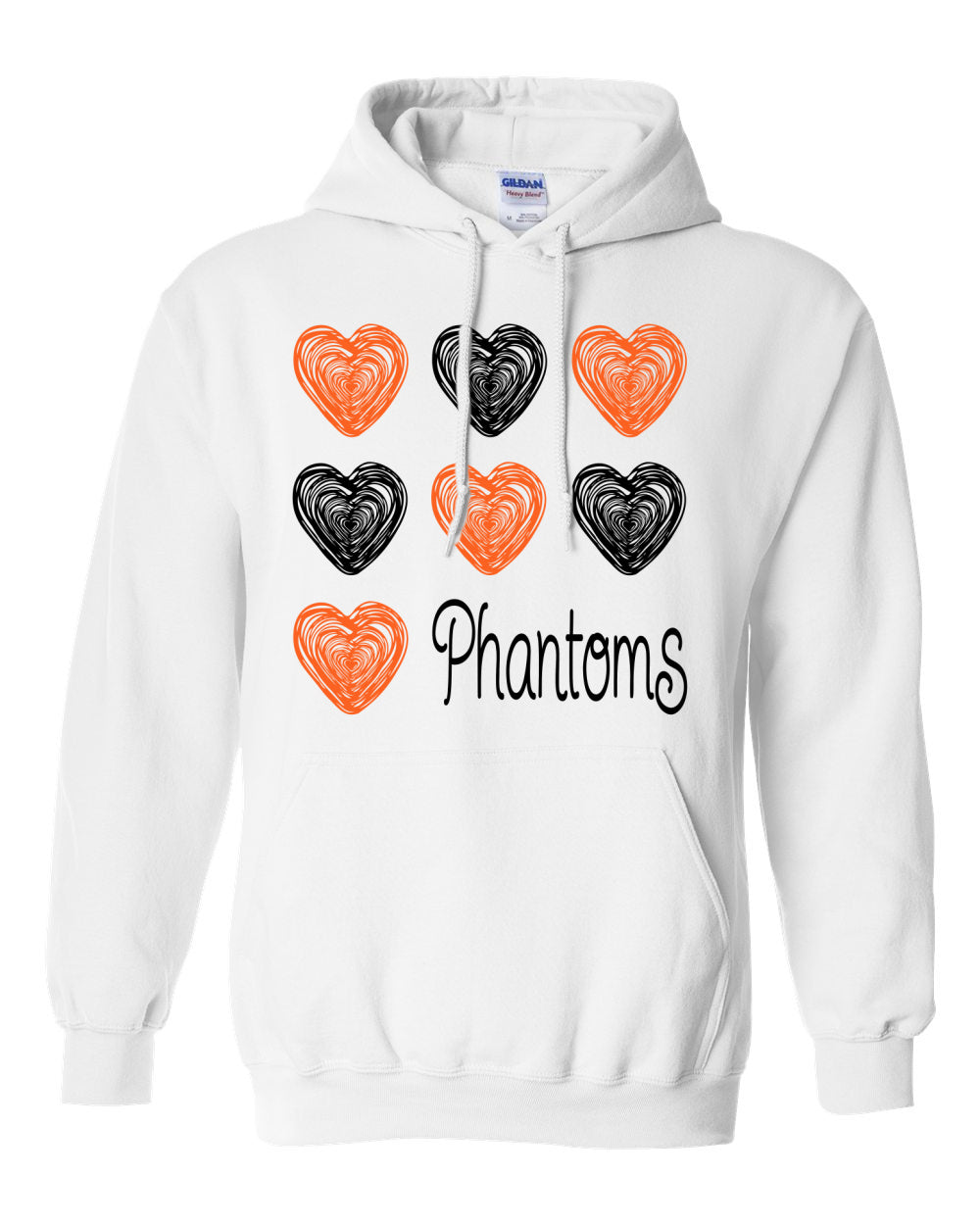 West De Pere Phantoms Merch - Hoodie Sweatshirt - Doodle Hearts