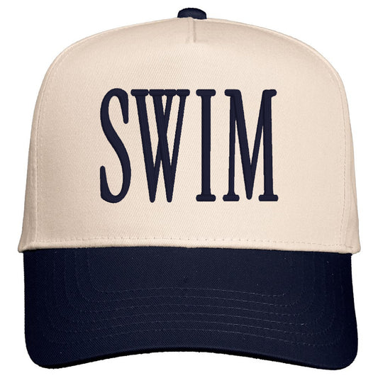 Two Tone Snapback Hat - Navy & Natural - Embroidered SWIM