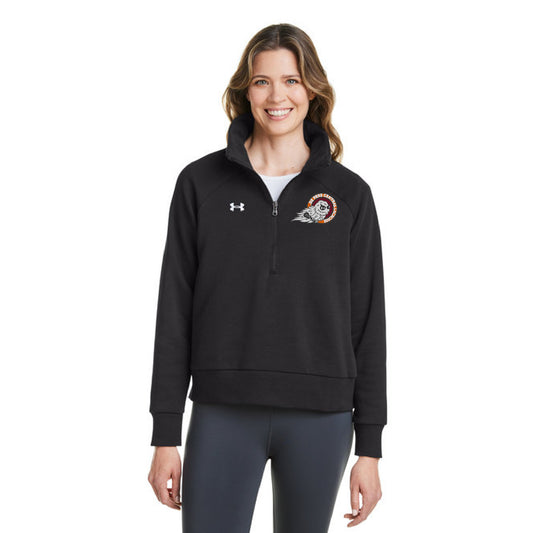 De Pere Central Lacrosse - Black Ladies Quarter-Zip - Embroidered Ghostbirds Logo