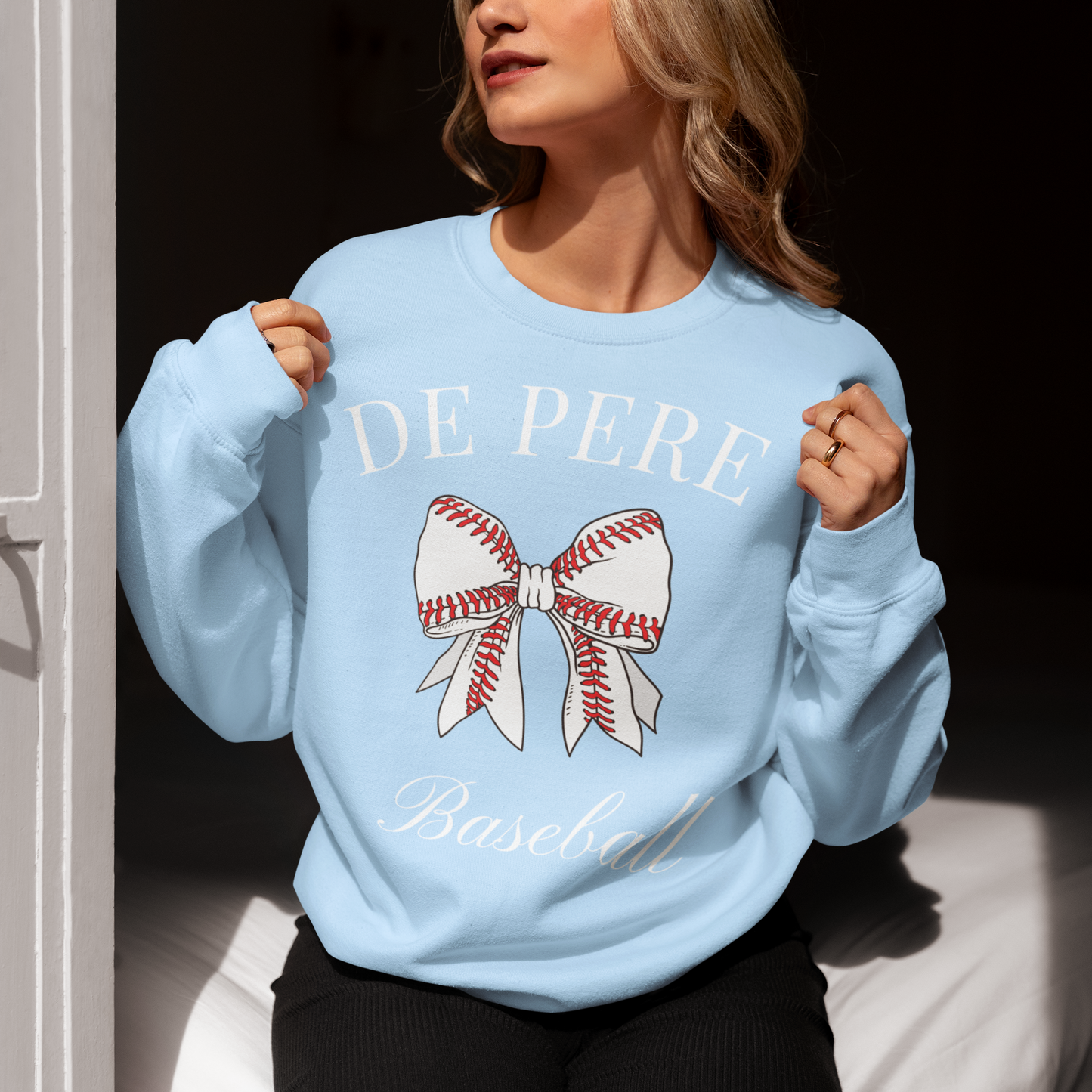 De Pere Baseball Coquette Bow Crewneck Sweatshirt - 2 colors