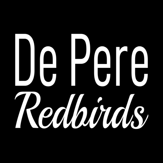 De Pere Redbirds Minimalist Design - Black Tee, Crewneck, or Hoodie