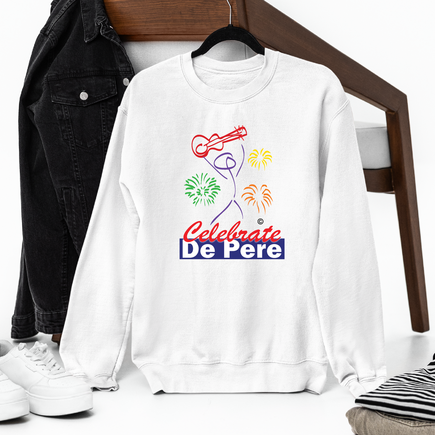 Celebrate De Pere- White Tee, Crewneck, or Hoodie