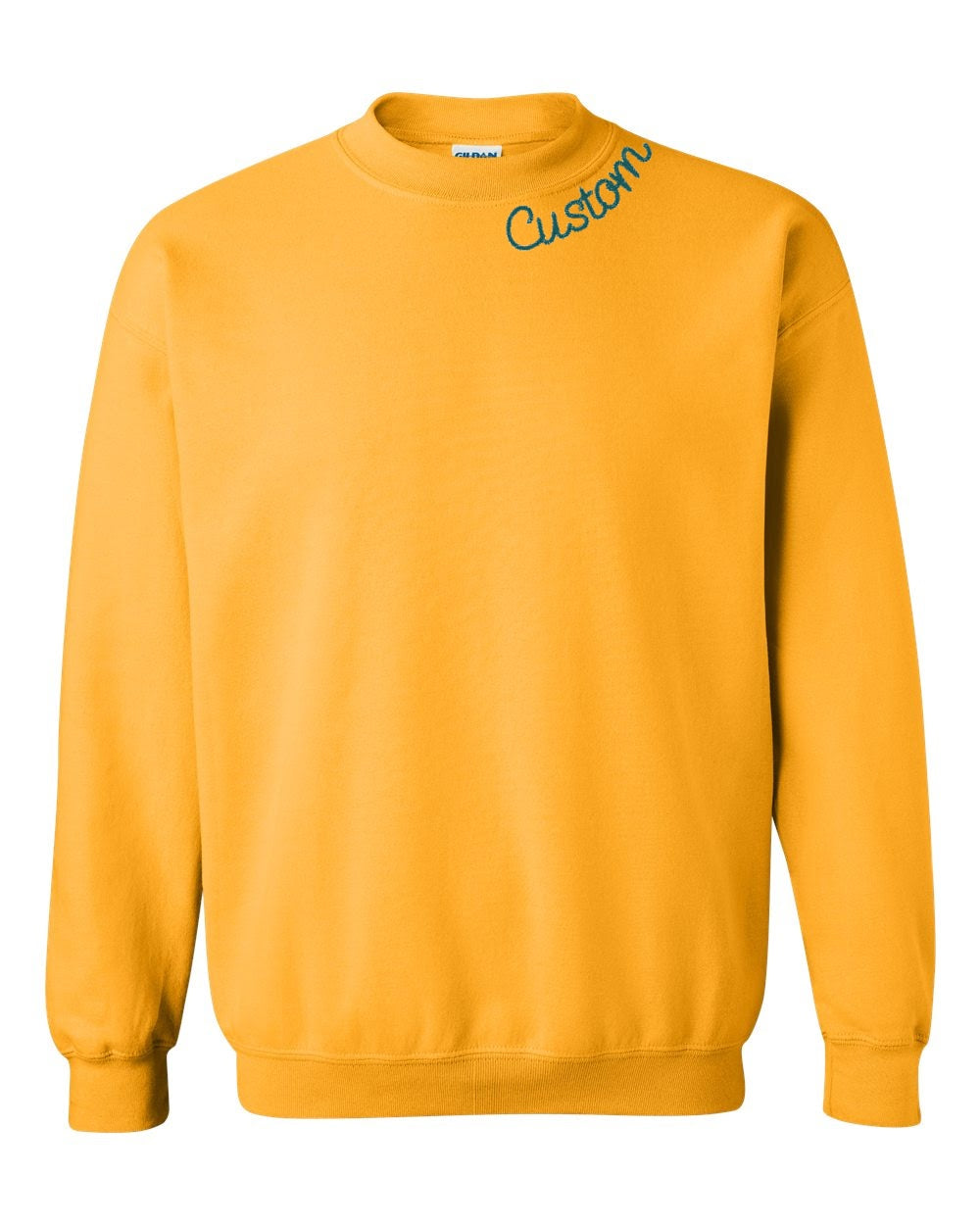 Yellow Custom Embroidered Crewneck Sweatshirt - Personalized Chain Stitch