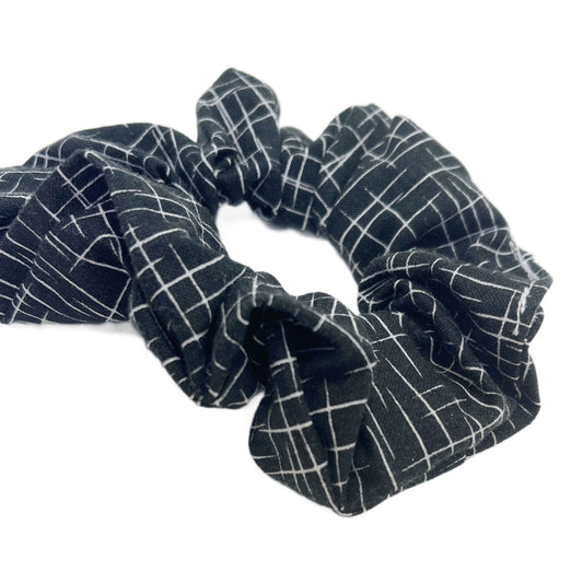Hair Scrunchie | Black and White Hatch