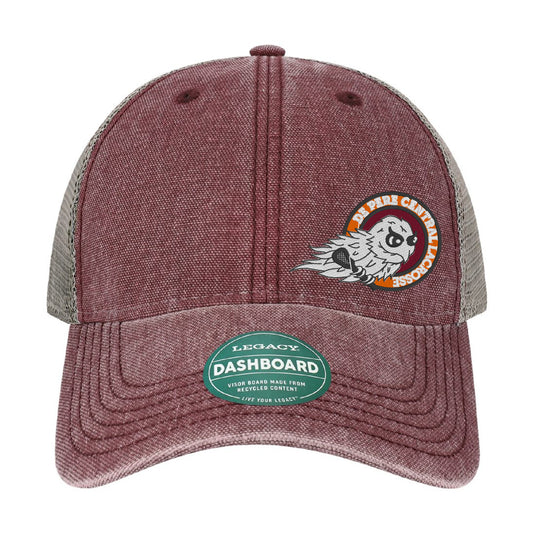 De Pere Central Lacrosse Ghostbirds Vintage Trucker Hat in Cardinal - Logo