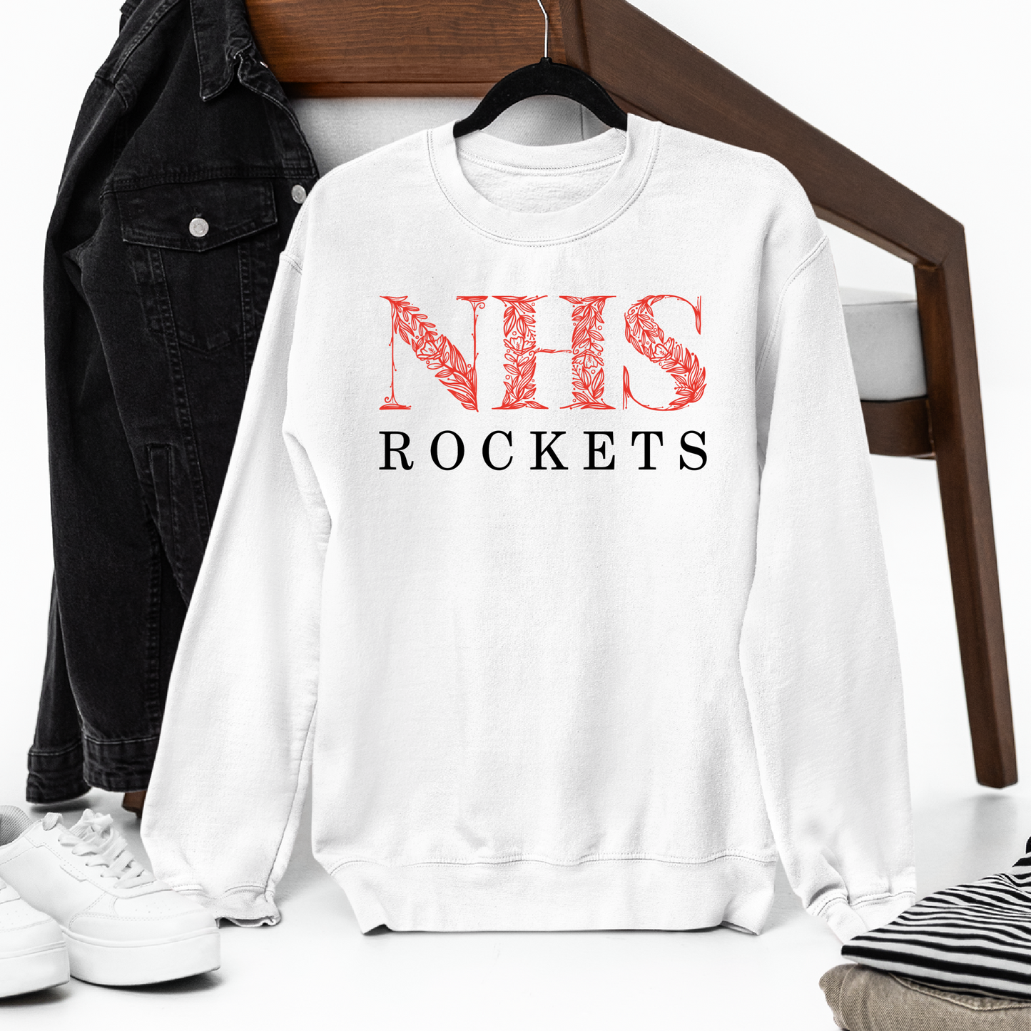 Neenah Rockets Floral - White Tee, Crewneck, or Hoodie